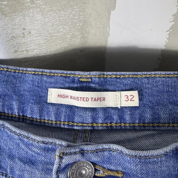 Levi's Tapered Leg Jeans Womens Blue Denim High Waisted 5-Pocekts Size 32 - Picture 13 of 16